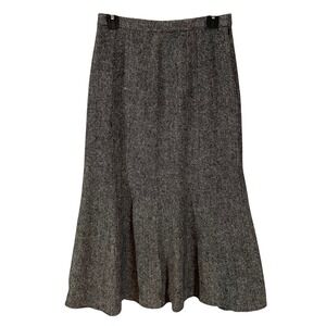 Orvis Gray Wool Tweed A-Line Midi Skirt Size 6 Salt and Pepper Heritage Classic